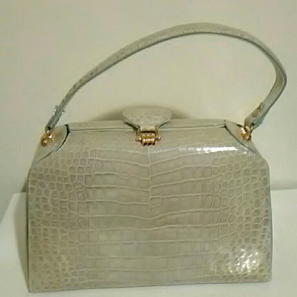 SALE-Genuine light green crocodile skin sachel - Picture 5 of 7